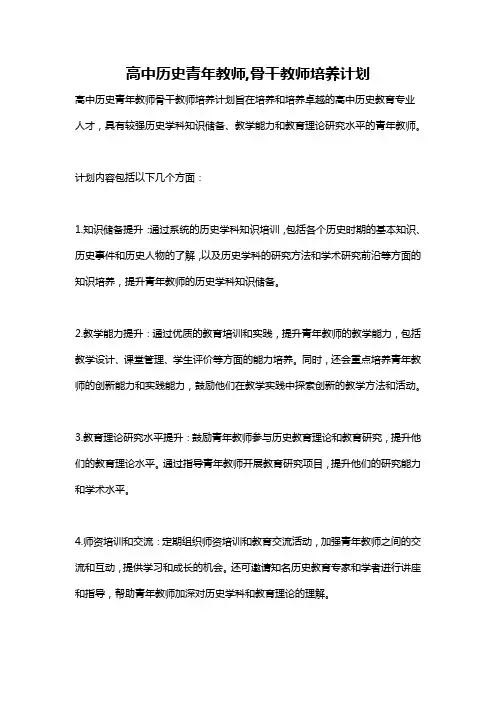 高中历史青年教师,骨干教师培养计划