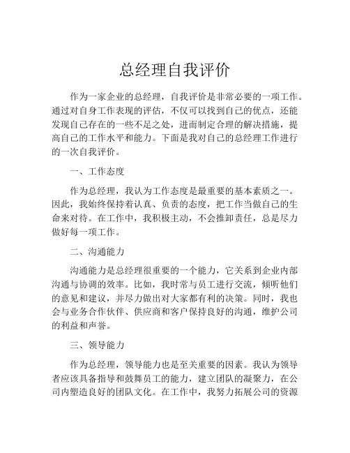 总经理自我评价