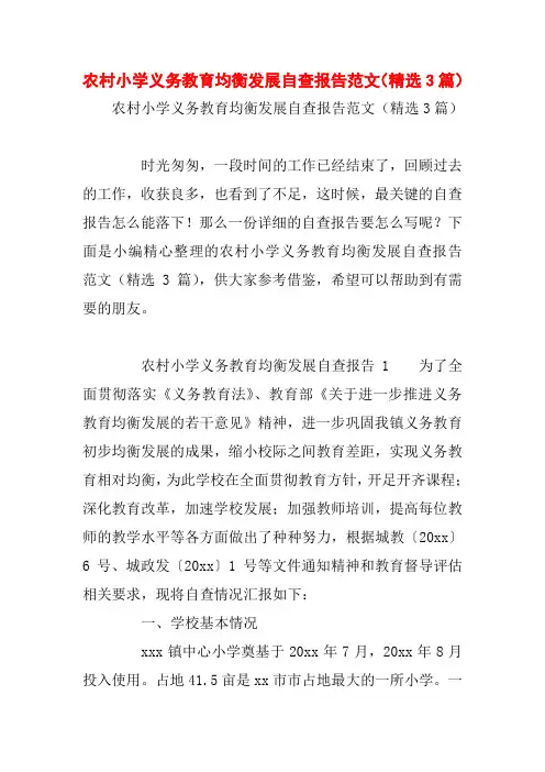 农村小学义务教育均衡发展自查报告范文(精选3篇)