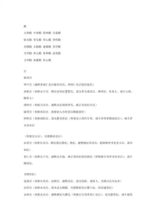 古代宫殿名称汇总