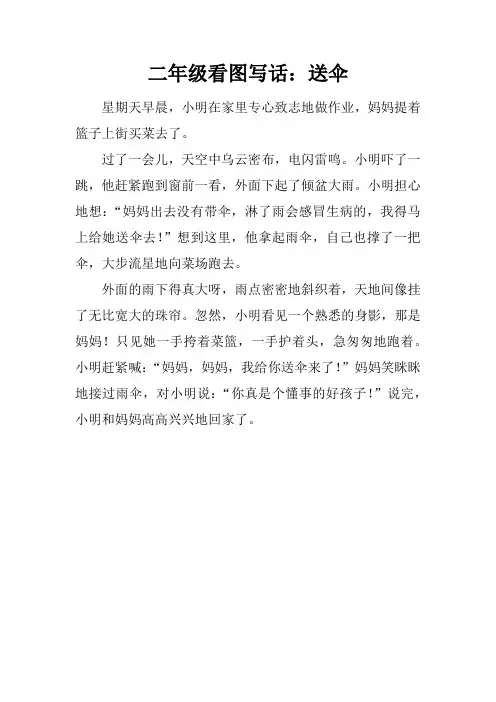 二年级看图写话：送伞