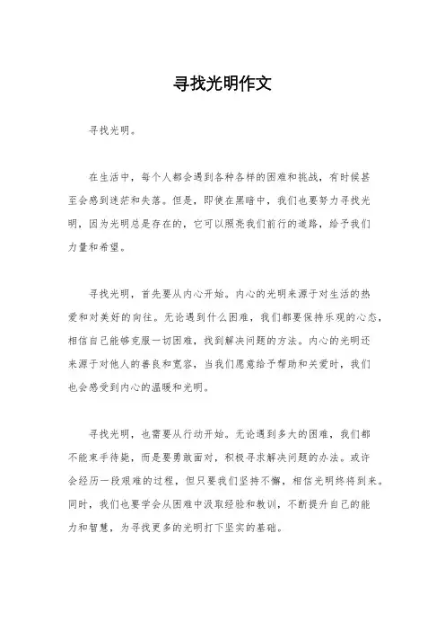 寻找光明作文