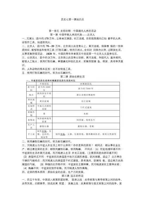 历史七第一课知识点