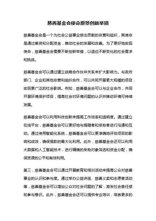 慈善基金会使命愿景创新举措