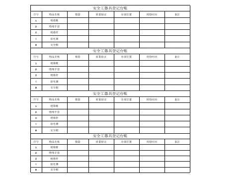 安全工器具登记台账