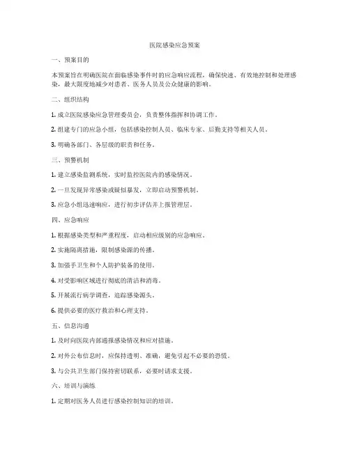 医院感染应急预案