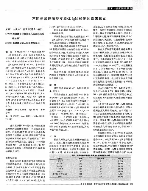 不同年龄段肺炎支原体IgM检测的临床意义