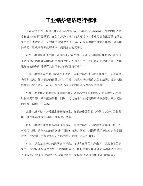 工业锅炉经济运行标准