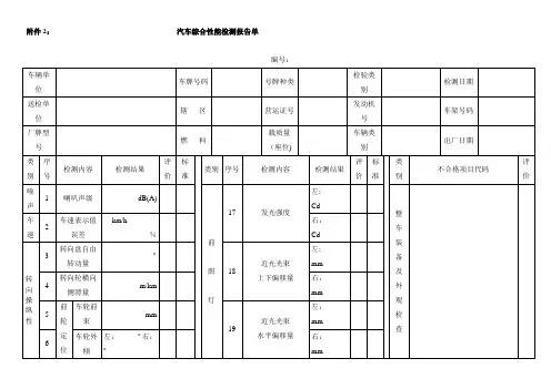 汽车综合性能检测报告单【范本模板】