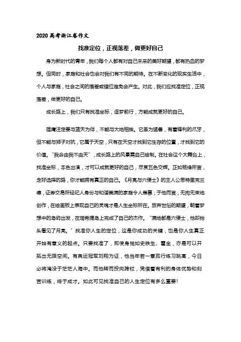 2020高考浙江卷作文