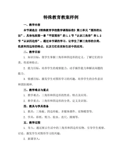 特殊教育教案样例