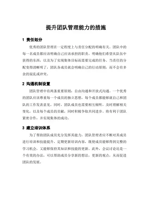 提升团队管理能力的措施