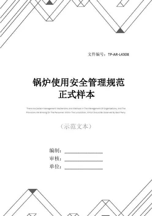 锅炉使用安全管理规范正式样本
