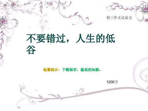 初三作文议论文《不要错过,人生的低谷》1200字