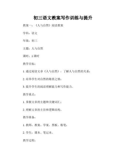 初三语文教案写作训练与提升