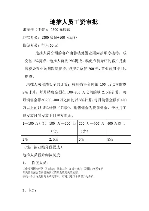 地推人员工资