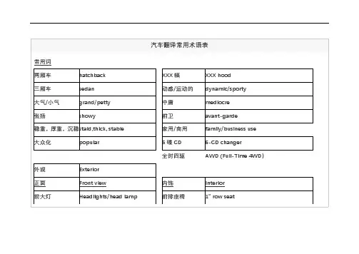汽车技术术语中英文对照翻译