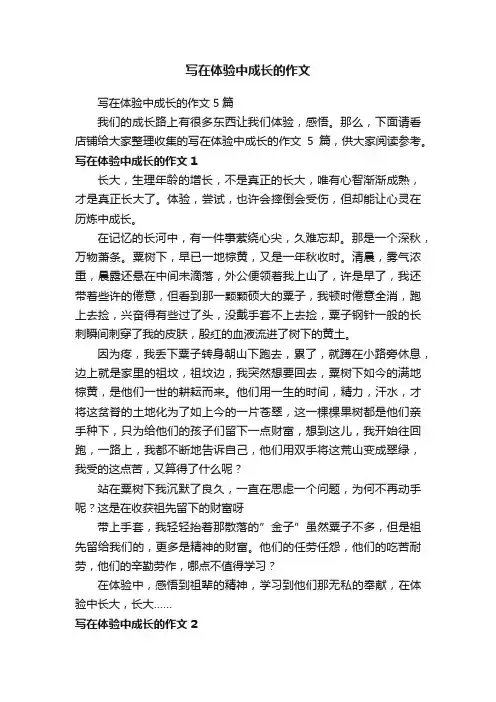 写在体验中成长的作文