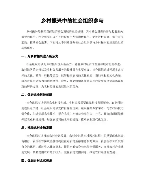 乡村振兴中的社会组织参与