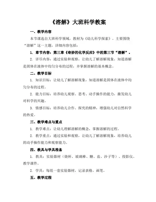 《溶解》大班科学教案