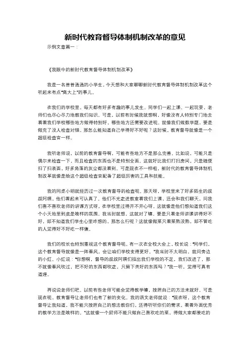 新时代教育督导体制机制改革的意见