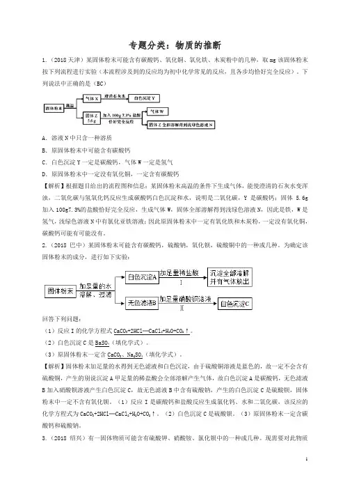 2018年中考化学真题分类汇编物质的推断1含解析 4