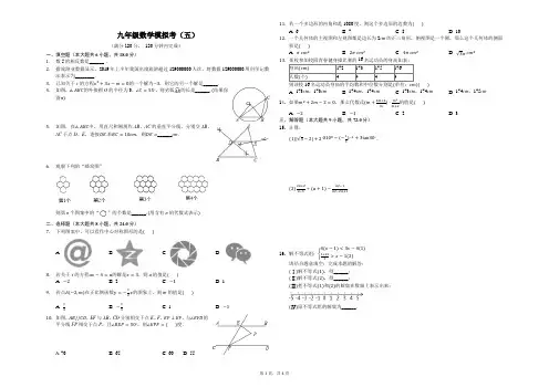 2020-2021年云南省初中学业水平考试数学模拟卷(五)