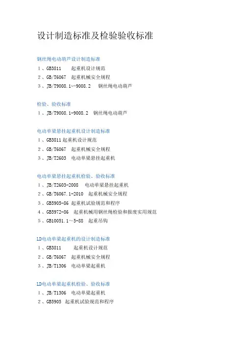 起重机产品设计制造检验验收标准