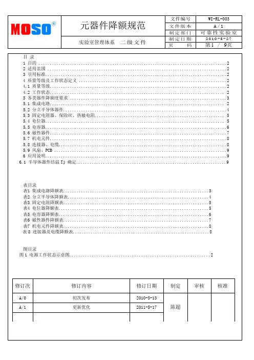 元器件降额规范分析