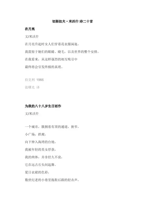 切斯拉夫·米沃什：诗二十首
