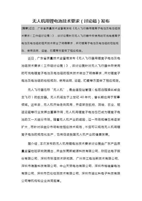 无人机用锂电池技术要求资料