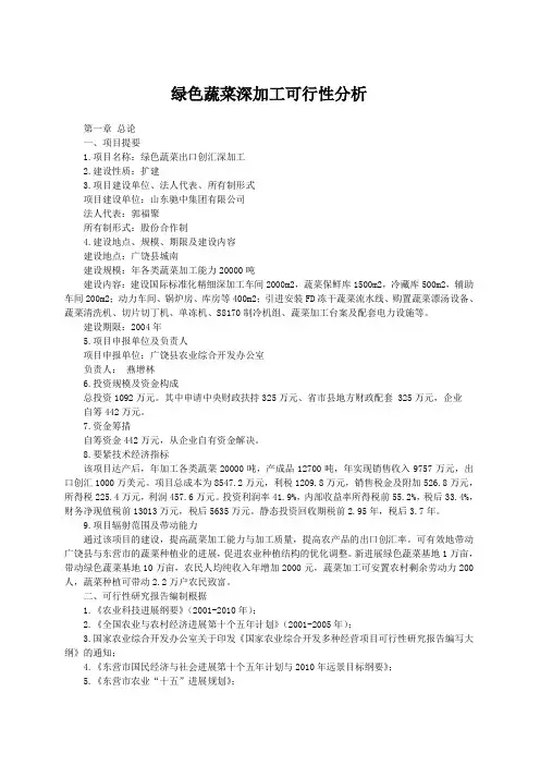 绿色蔬菜深加工可行性分析
