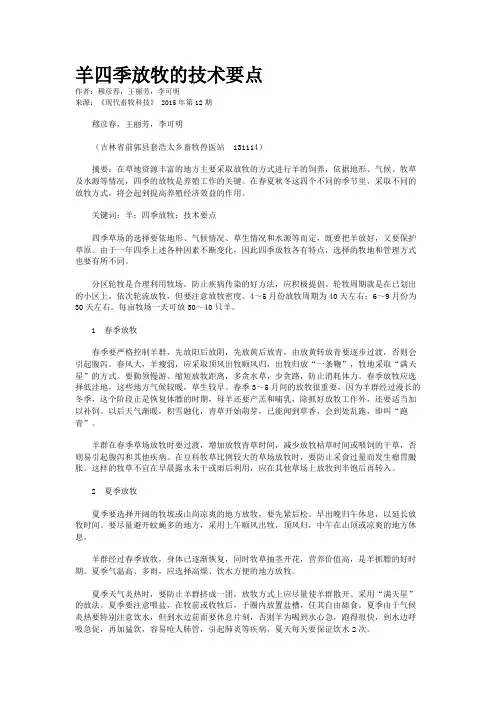 羊四季放牧的技术要点