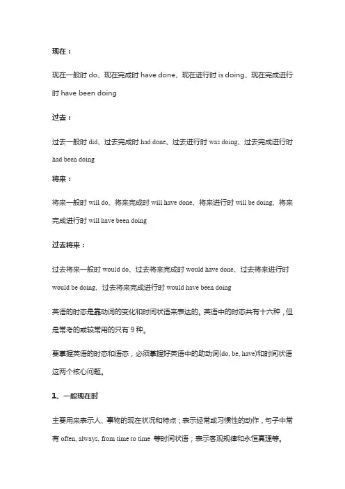 时态情态动词否定
