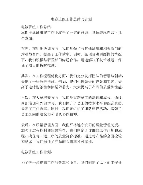 电泳班组工作总结与计划