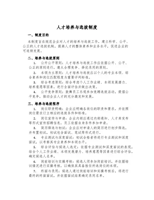 人才培养与选拔制度