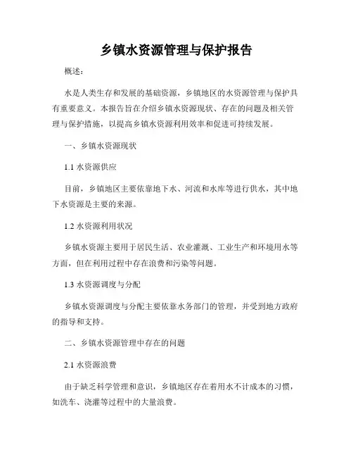 乡镇水资源管理与保护报告