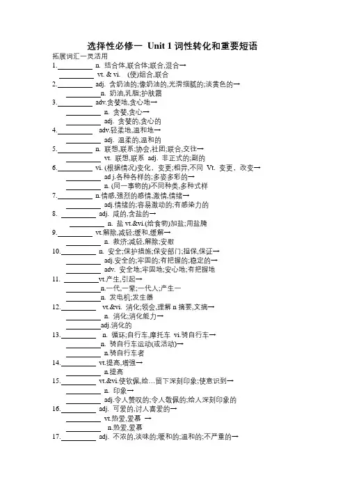 2020新译林版高中英语选择性必修一unit1重点单词短语训练(含答案)
