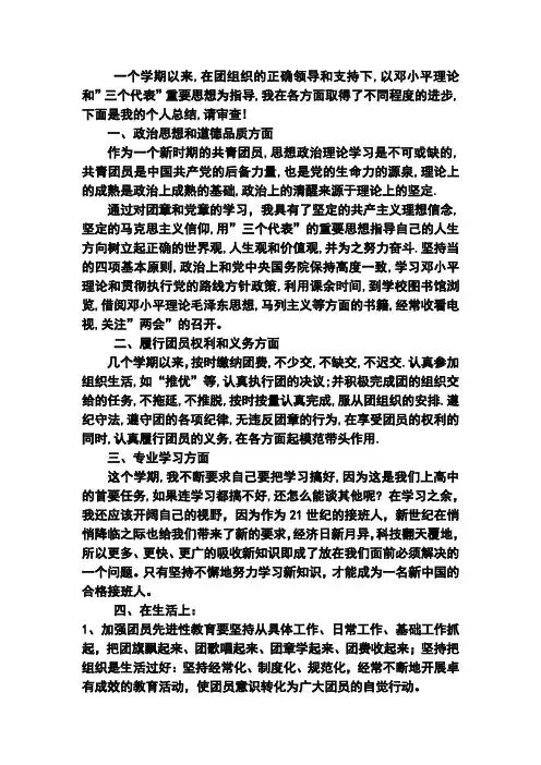 团员个人总结(高中版),集锦