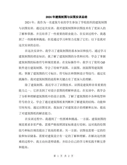 2024年建筑制图与识图实训总结