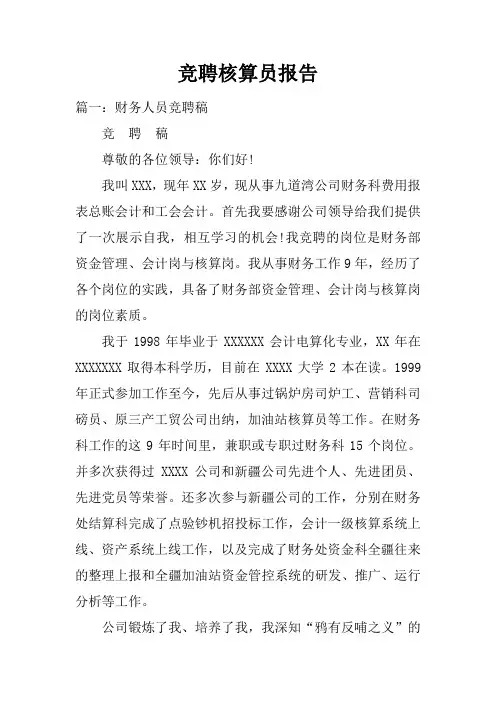 竞聘核算员报告doc