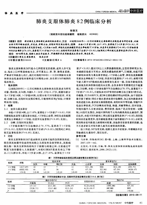 肺炎支原体肺炎82例临床分析