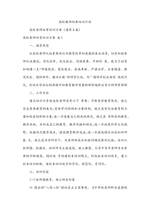 高校教师培养培训计划
