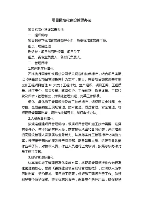 项目标准化建设管理办法