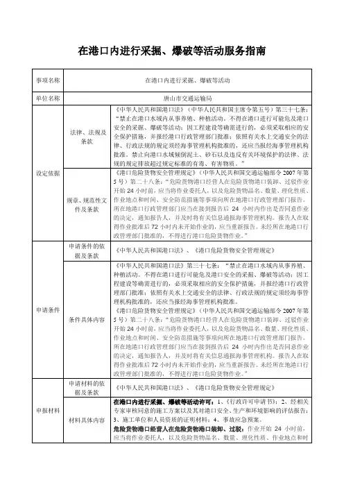 在港口内进行采掘爆破等活动服务指南