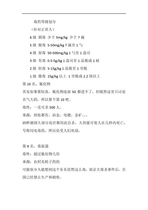 毒素排行榜