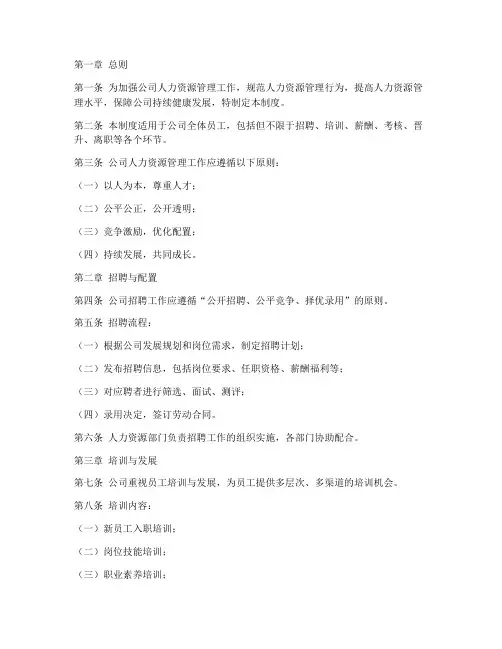 房地产公司人资管理制度
