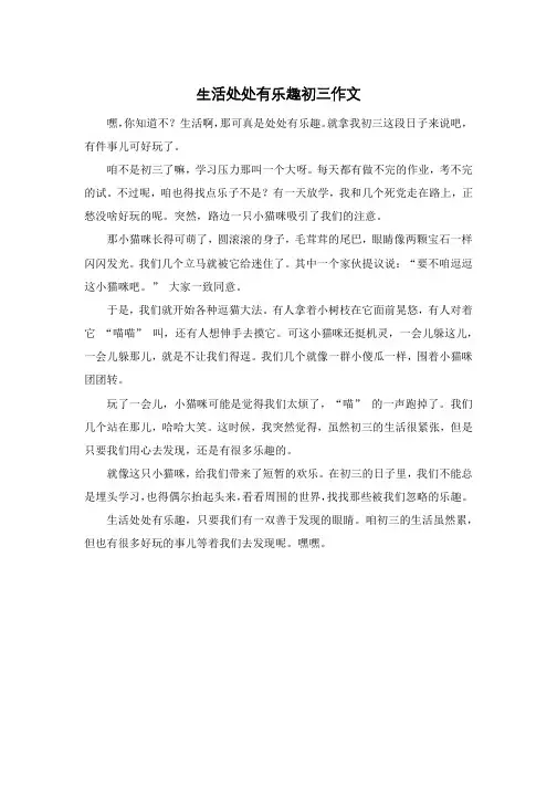 生活处处有乐趣初三作文