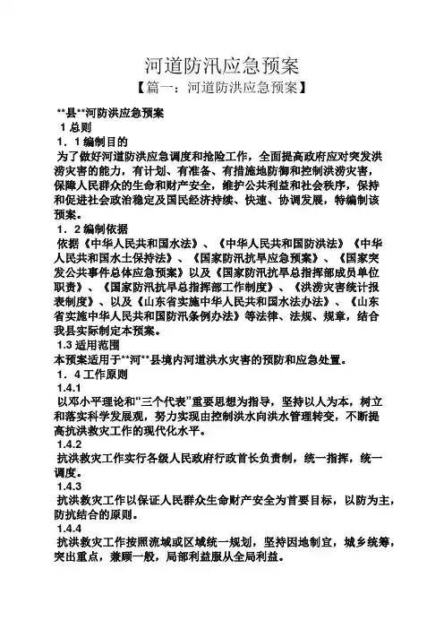 河道防汛应急预案