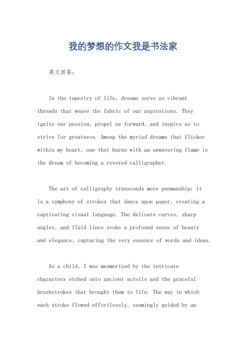 我的梦想的作文我是书法家
